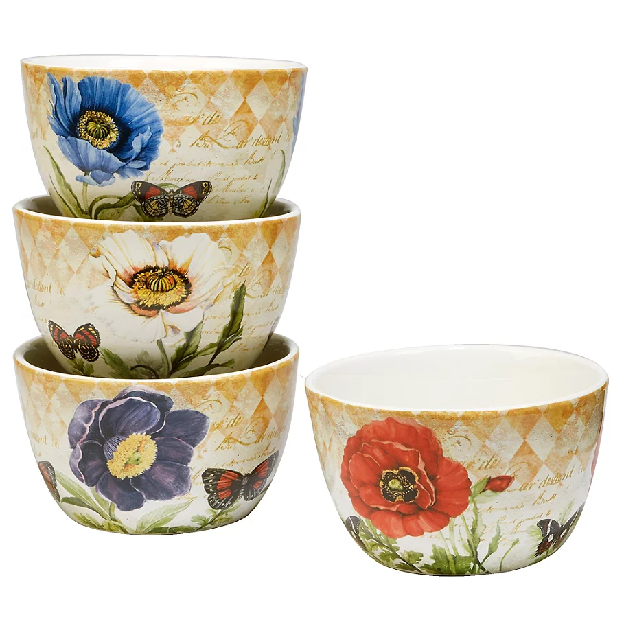 Certified International Poppy Garden by Susan Winget Ice Cream Bowls (Set of 4)