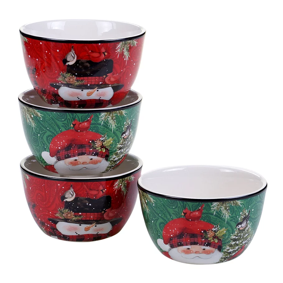 Certified International Winter's Plaid by Susan Winget Ice Cream Bowls (Set of 4)