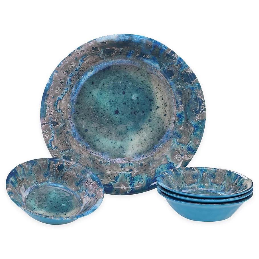  Certified International Radiance 5-Piece ServingSalad Set in Teal