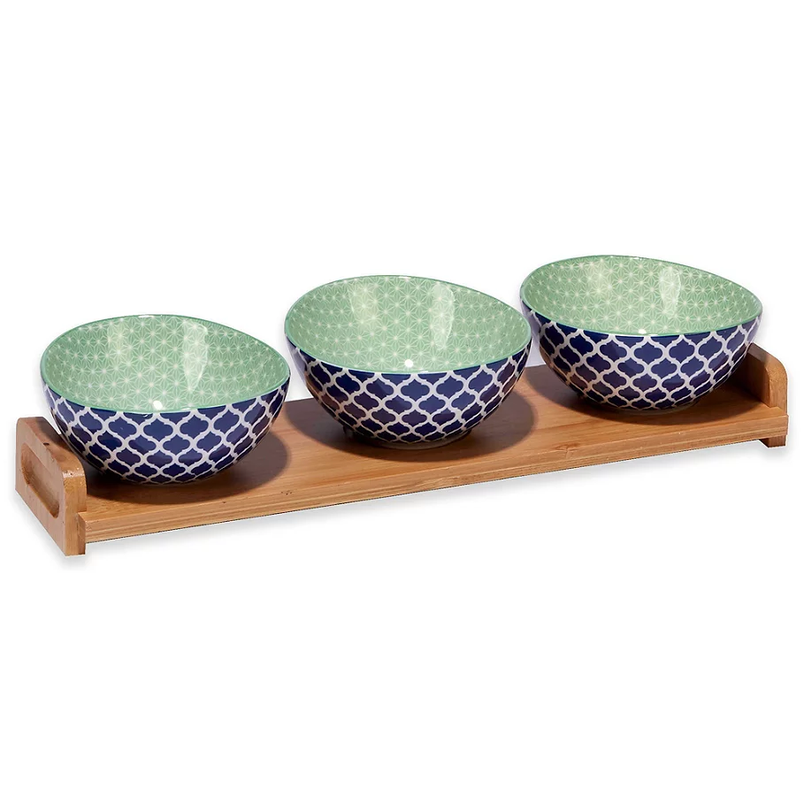  Certified International Chelsea Mix and Match Quatrefoil 4-Piece Serving Set