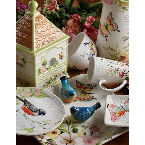  Certified International 26643 Spring Meadows 3-D Bird House Teapot Servware, Serving Acessories Multicolred