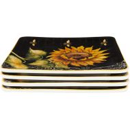 [아마존베스트]Certified International French Sunflowers Salad/Dessert Plate, 8.25-Inch, Set of 4