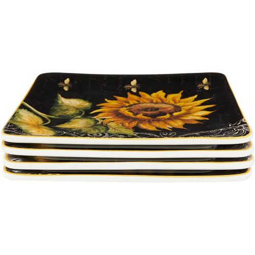  [아마존베스트]Certified International French Sunflowers Salad/Dessert Plate, 8.25-Inch, Set of 4