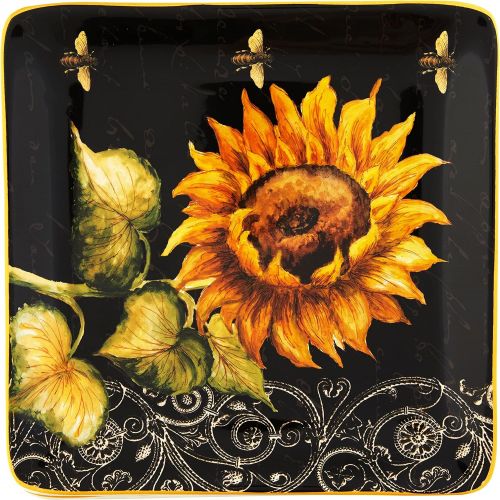  [아마존베스트]Certified International French Sunflowers Salad/Dessert Plate, 8.25-Inch, Set of 4