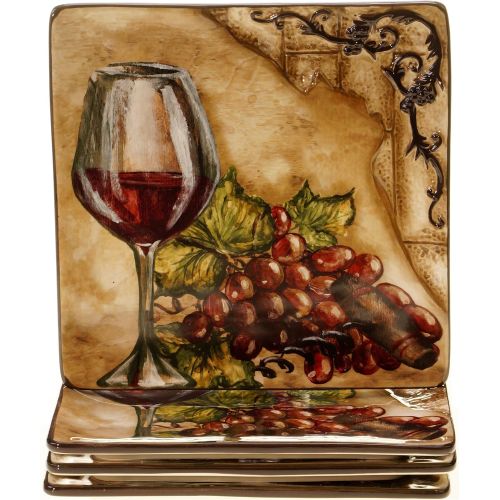  [아마존베스트]Certified International Tuscan View Salad/Dessert Plate, Set of 4, 8.5, Multicolored