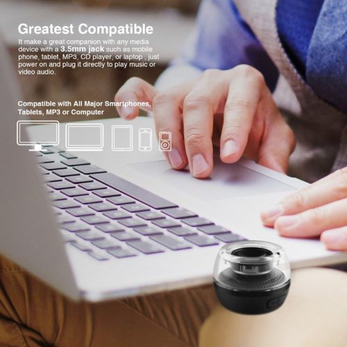  CestMall Portable Compact Mini Speaker, Four Times of The Normal Volume, 3.5MM Aux Input Jack for iPhone Android Tablet Black