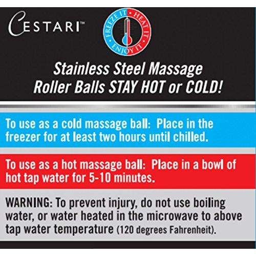  Cestari Kitchen Massage Ball Hot Cold Roller Ball - Relieve Muscle Pain Fast - Stainless Steel Gel Balls for Heat or Ice Therapy-Feet Pain-Plantar Fasciitis-Back Ache-Myofascial Release- Deep Tiss