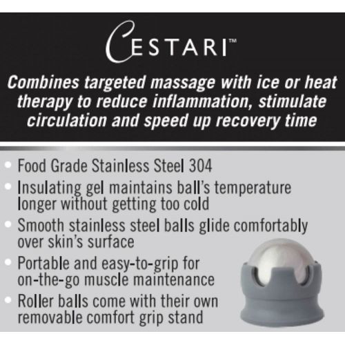  Cestari Kitchen Massage Ball Hot Cold Roller Ball - Relieve Muscle Pain Fast - Stainless Steel Gel Balls for Heat or Ice Therapy-Feet Pain-Plantar Fasciitis-Back Ache-Myofascial Release- Deep Tiss