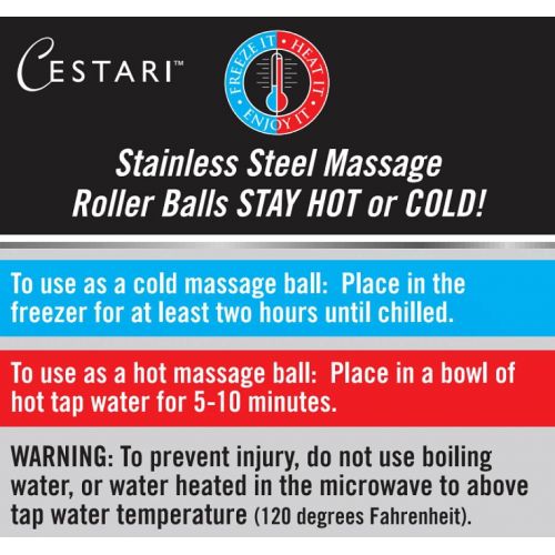  Cestari Kitchen Massage Ball Hot Cold Roller Ball - Relieve Muscle Pain Fast - Stainless Steel Gel Balls for Heat or Ice Therapy-Feet Pain-Plantar Fasciitis-Back Ache-Myofascial Release- Deep Tiss