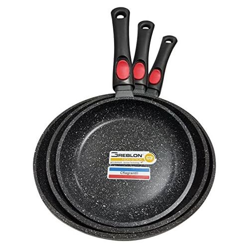  Cflagrant Pfannen-Set, Steinoptik, ohne PFOA, 3Stueck, Durchmesser:20/24/28cm, alle Herdarten auch Induktion, Kochen ohne Fett, Beschichtung Greblon C3+