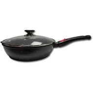 Cflagrant Sauteuse, 24cm, Steinoptik, mit Deckel, fuer alle Herde, auch Induktionsherde, ohne PFOA (Perfluoroctansaure), Kochen ohne Fett, Greblon-Beschichtung C3+, deutsche Techn