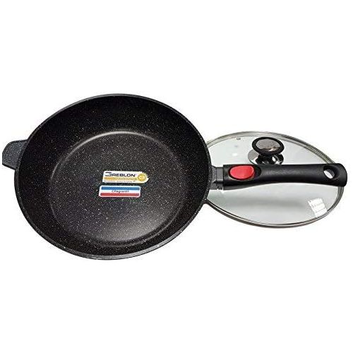  Cflagrant Sauteuse, 24cm, Steinoptik, mit Deckel, fuer alle Herde, auch Induktionsherde, ohne PFOA (Perfluoroctansaure), Kochen ohne Fett, Greblon-Beschichtung C3+, deutsche Techn