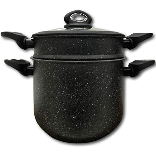  [아마존베스트]Cflagrant Couscous Pot/Steamer/10Litres with Induction 28cm Stone Look with Seal Silicone Cooking Material Fat Ends Ideal for 10to 12People