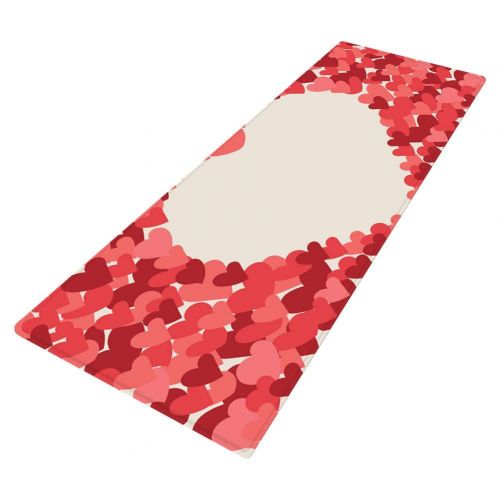  ChYoung Red Hearts Valentines Day Bath Rugs, Non-Slip 3D Printed Flannel Area Runner Rugs Washable Long Floor Mat