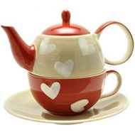 Cha Cult Tea for one Set Corazon Keramik, 4 teilig Kanne: 0,4 l, Tasse: 0,2 l