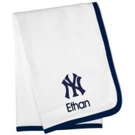 Chad & Jake New York Yankees White Personalized Baby Blanket