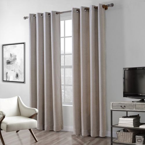  ChadMade Extra Wide Polyester Chenille Jacquard Eyelet Grommet Zig Zag Wave Soft Handfeel Panel Curtain Drapes (1 Panel) Grey 100Wx84L inch