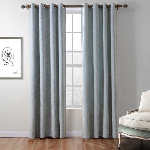 ChadMade Extra Wide Polyester Chenille Jacquard Eyelet Grommet Zig Zag Wave Soft Handfeel Panel Curtain Drapes (1 Panel) Grey 100Wx84L inch