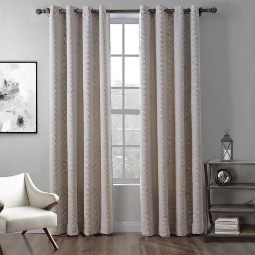  ChadMade Extra Wide Polyester Chenille Jacquard Eyelet Grommet Zig Zag Wave Soft Handfeel Panel Curtain Drapes (1 Panel) Grey 100Wx84L inch