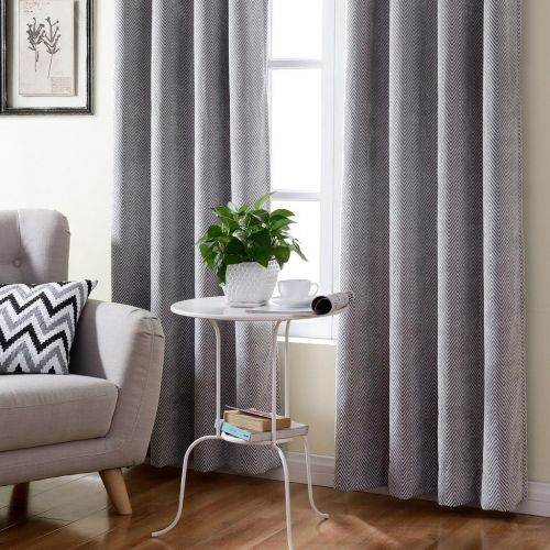  ChadMade Extra Wide Polyester Chenille Jacquard Eyelet Grommet Zig Zag Wave Soft Handfeel Panel Curtain Drapes (1 Panel) Grey 100Wx84L inch