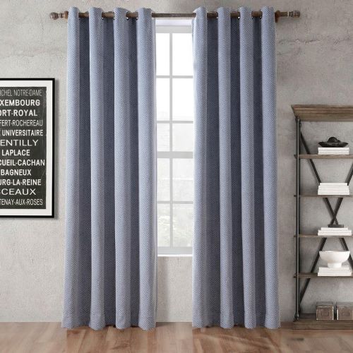  ChadMade Extra Wide Polyester Chenille Jacquard Eyelet Grommet Zig Zag Wave Soft Handfeel Panel Curtain Drapes (1 Panel) Grey 100Wx84L inch