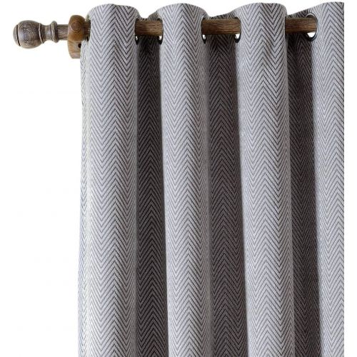  ChadMade Extra Wide Polyester Chenille Jacquard Eyelet Grommet Zig Zag Wave Soft Handfeel Panel Curtain Drapes (1 Panel) Grey 100Wx84L inch