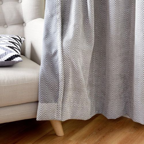  ChadMade Extra Wide Polyester Chenille Jacquard Eyelet Grommet Zig Zag Wave Soft Handfeel Panel Curtain Drapes (1 Panel) Grey 100Wx84L inch