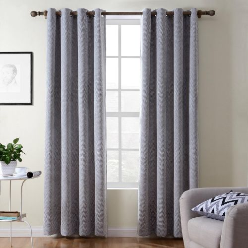  ChadMade Extra Wide Polyester Chenille Jacquard Eyelet Grommet Zig Zag Wave Soft Handfeel Panel Curtain Drapes (1 Panel) Grey 100Wx84L inch
