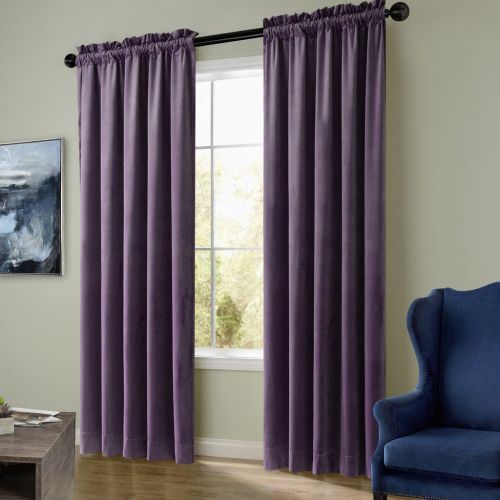  ChadMade Set of 2 Solid Matt Velvet Curtain Panel Drapes Rod Pocket with 1 Header, Grey 50Wx96L Inch Each, Birkin Collection