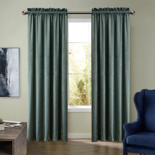  ChadMade Set of 2 Solid Matt Velvet Curtain Panel Drapes Rod Pocket with 1 Header, Grey 50Wx96L Inch Each, Birkin Collection