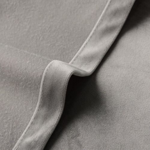  ChadMade Set of 2 Solid Matt Velvet Curtain Panel Drapes Rod Pocket with 1 Header, Grey 50Wx96L Inch Each, Birkin Collection