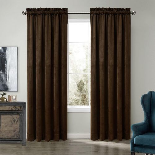  ChadMade Set of 2 Solid Matt Velvet Curtain Panel Drapes Rod Pocket with 1 Header, Grey 50Wx96L Inch Each, Birkin Collection