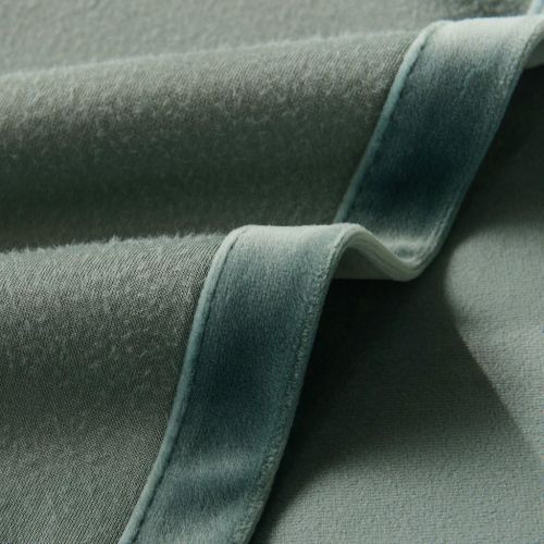  ChadMade Set of 2 Solid Matt Velvet Curtain Panel Drapes Rod Pocket with 1 Header, Grey 50Wx96L Inch Each, Birkin Collection