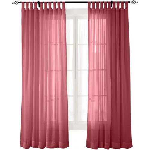  ChadMade Indoor Outdoor Solid Sheer Curtain Tab Top Burgundy 84 W X 84 L Wide Opulent Voile Drapes (1 Panel)