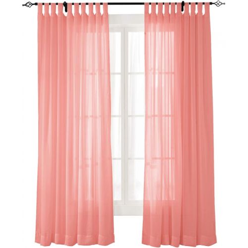  ChadMade Indoor Outdoor Solid Sheer Curtain Tab Top Burgundy 84 W X 84 L Wide Opulent Voile Drapes (1 Panel)