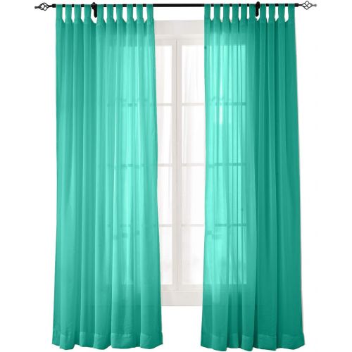  ChadMade Indoor Outdoor Solid Sheer Curtain Tab Top Burgundy 84 W X 84 L Wide Opulent Voile Drapes (1 Panel)