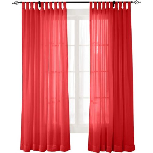  ChadMade Indoor Outdoor Solid Sheer Curtain Tab Top Burgundy 84 W X 84 L Wide Opulent Voile Drapes (1 Panel)