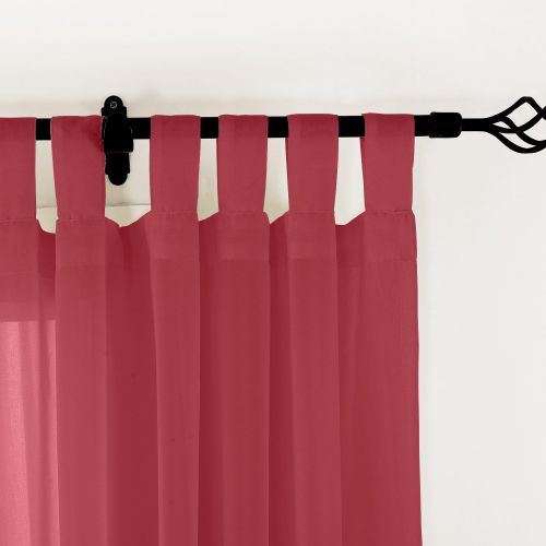  ChadMade Indoor Outdoor Solid Sheer Curtain Tab Top Burgundy 84 W X 84 L Wide Opulent Voile Drapes (1 Panel)