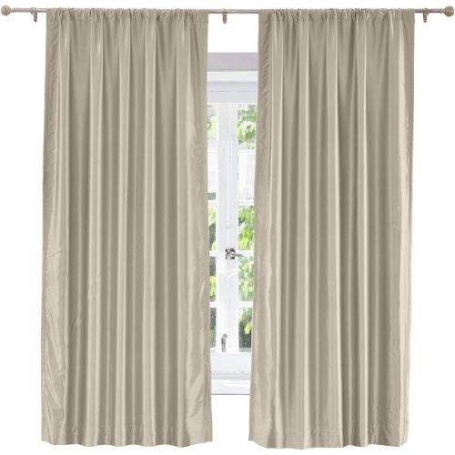  ChadMade Elegant Vintage Polyester Cotton Silk Thermal Insulated Curtain Peacock 100 W x 84 L, Tab Top Silk Satin Drapes Window Treatment Panels with Blackout Lined (1 Panel)