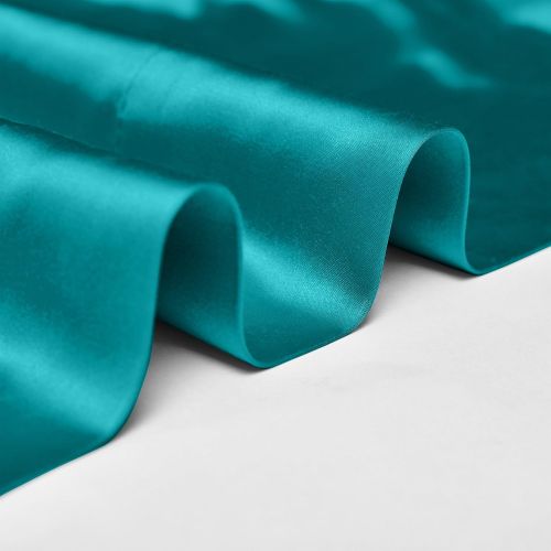  ChadMade Elegant Vintage Polyester Cotton Silk Thermal Insulated Curtain Peacock 100 W x 84 L, Tab Top Silk Satin Drapes Window Treatment Panels with Blackout Lined (1 Panel)