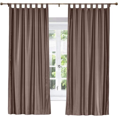  ChadMade Elegant Vintage Polyester Cotton Silk Thermal Insulated Curtain Peacock 100 W x 84 L, Tab Top Silk Satin Drapes Window Treatment Panels with Blackout Lined (1 Panel)