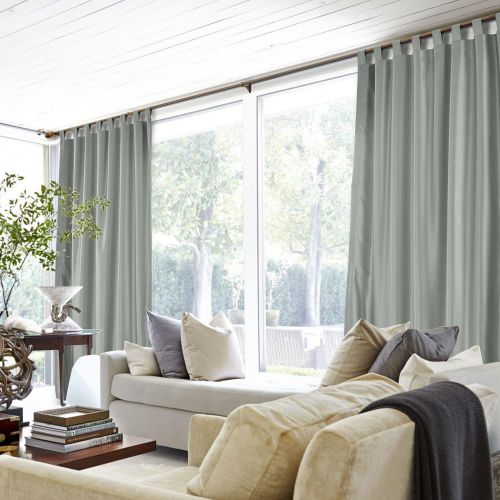  ChadMade Elegant Vintage Polyester Cotton Silk Thermal Insulated Curtain Peacock 100 W x 84 L, Tab Top Silk Satin Drapes Window Treatment Panels with Blackout Lined (1 Panel)