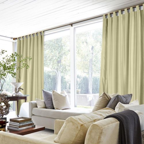  ChadMade Elegant Vintage Polyester Cotton Silk Thermal Insulated Curtain Peacock 100 W x 84 L, Tab Top Silk Satin Drapes Window Treatment Panels with Blackout Lined (1 Panel)