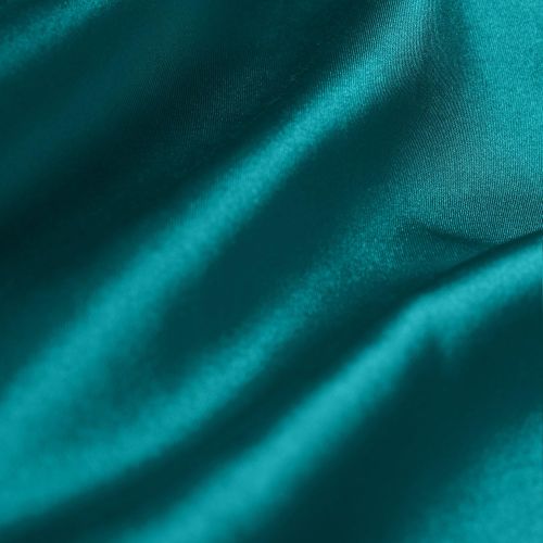  ChadMade Elegant Vintage Polyester Cotton Silk Thermal Insulated Curtain Peacock 100 W x 84 L, Tab Top Silk Satin Drapes Window Treatment Panels with Blackout Lined (1 Panel)
