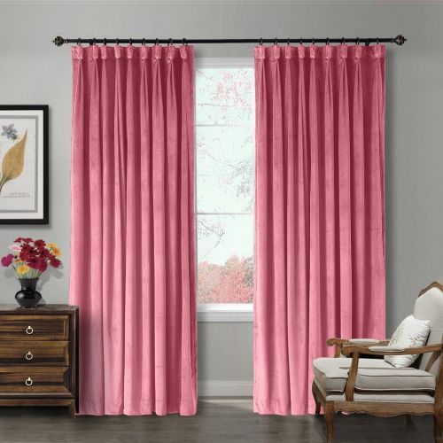  ChadMade Goblet 120W x 96L Blackout Lined Velvet Curtain Drapery Panel for Traverse Rod or Track, Living Room Bedroom Meetingroom Club Theater Patio Door (1 Panel), Burgundy Red