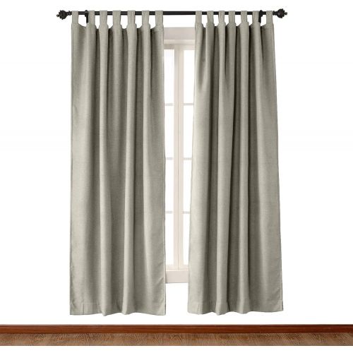 ChadMade 120 W x 84 L Rock White Luxury Textured Faux Linen Window Curtain, Tab Top Solid Thermal Insulated Panel Drapes (1 Panels)