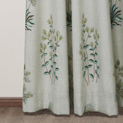  ChadMade Pinch Pleat For Track 50Wx84L Inch Luxury Country Botanical Floral Print Polyester Cotton Blackout Lining Curtain Drape For Bedroom, Living Room, Villa, Restaurant