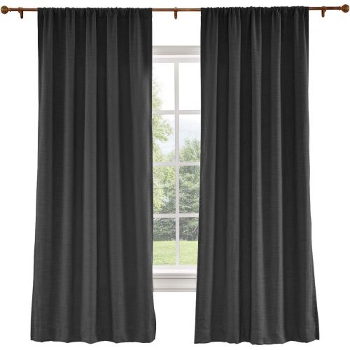  ChadMade 72W x 96L Inch Everglade Teal Polyester Linen Curtain Drapes with Blackout Lining, Rod Pocket Curtain for Sliding Glass Door Patio Door Living Room Bedroom (1 Panel) Liz C