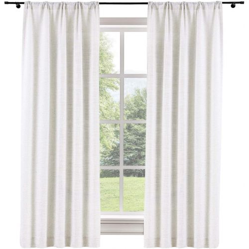  ChadMade 72W x 96L Inch Everglade Teal Polyester Linen Curtain Drapes with Blackout Lining, Rod Pocket Curtain for Sliding Glass Door Patio Door Living Room Bedroom (1 Panel) Liz C