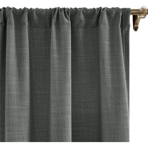  ChadMade 72W x 96L Inch Everglade Teal Polyester Linen Curtain Drapes with Blackout Lining, Rod Pocket Curtain for Sliding Glass Door Patio Door Living Room Bedroom (1 Panel) Liz C